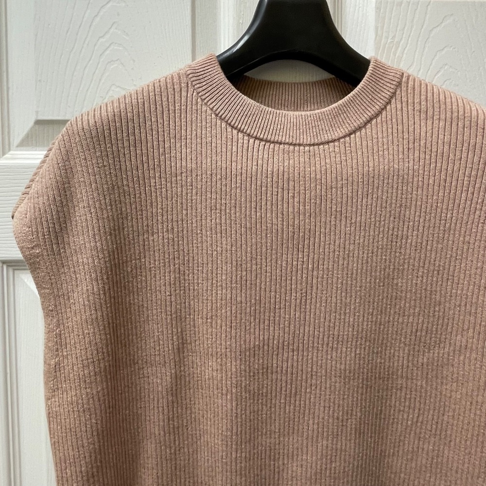 Haven Well Within Size Small Ribbed Crew Neck Sweater Vest Cotton/Cashmere
